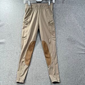 Willit pants Women XS Tan Nylon/Spandex Equestrian Breeches Leggings Zip Pockets
